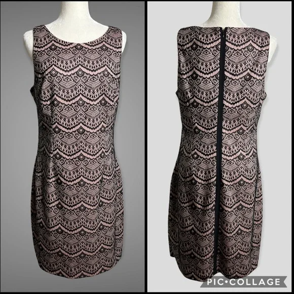 Guess Lace Sheath Dress - Blush/Black